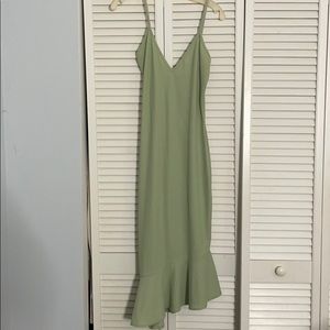 Sage green asymmetrical dress